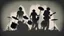 Placeholder: silhouette of drummer happy acoustic drums and bass player