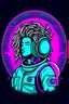 Placeholder: A dreadlock shop logo with an astronaut in a retrowave theme