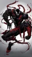 Placeholder: Venom symbiote with kratos Beard and red tattoos and Clothes, holding blade of choice