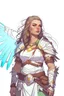 Placeholder: female aasimar barbarian half body shot dnd character