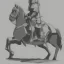 Placeholder: pencil sketch from side, little knight on the horse in armor with lancet charging