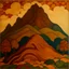 Placeholder: A brown mountain made out of clay painted by Paul Ranson