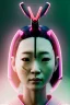 Placeholder: portrait, Asian cyborg woman, samurai warrior :: symmetry photography, cyberpunk style, cyborg eyes, pink hair, wires conveying, perfect eyes, samurai helmet, tiger mask, black samurai army, katana, japanese traditional ornaments, pink, white, black, glow eyes, cinematic, Ultra realistic, dark scene, soft color, highly detailed, unreal engine 5, RTX, ultra detail, 3d, finely drawn, high definition.