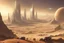 Placeholder: planet, space, moern city, sci-fi, concept art, arid land, epic