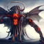 Placeholder: cyborg devil bull with long spider legs and dragon wings, fantasy art, 4k,