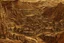Placeholder: A brownish bronze canyon with a village designed in Mehndi design painted by Vincent van Gogh