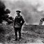 Placeholder:  WW1 Era Soldier looks at a battlefield that is on fire