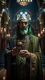 Placeholder: portrait of Cthulhu priest carrying goblet signaling you to obey your master, inside hall in mountain, shot on Hasselblad h6d-400c, zeiss prime lens, bokeh like f/0.8, tilt-shift lens 8k, high detail, smooth render, down-light, unreal engine, prize winning