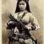 Placeholder: beautiful female mexican outlaw wearing holster with two guns on waist and two rows of bullets in bandolier across chest, long black wavy hair, gorgeous, stunning face, 8k, high-quality, ultra-fine detail, 1800s wild west, detailed matte painting, brian froud, howard lyon, selina french, anna dittmann, annie stokes, lisa parker, greg rutowski, alphonse mucha