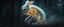 Placeholder: radiant werewolf rabbit thick Skeleton with lotsa fluffy fur, motion blur background dark forest