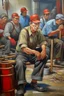 Placeholder: Worker rights oil painting