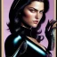 Placeholder: artgerm, joshua middleton comic cover art, pretty friendly phoebe tonkin as death sandman comic death appears as a young, attractive, slim woman of average height in her early to mid 2 0's. she has very pale skin, dark eyes, long jet - black hair that she wears in a variety of styles and has an eye of horus painted under one of her eyes. she prefers to dress casually and she always wears black clothing usually in the form of a black tank top and slim jeans, smiling, full body, symmetrical eyes,