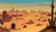 Placeholder: desert city far in the background comic style