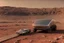 Placeholder: A Tesla 'Semi' (semi truck) is parked, at the Cydonia region on Mars. (CINEMATIC, WIDE ANGLE LENS, PHOTO REAL)