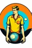 Placeholder: MOON, wearing colorful bowling shirts. Style: Retro Illustration, Mood: Fun and Nostalgic, Lighting: Warm, overhead lights, T-shirt design graphic, vector, contour, white background.