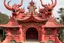 Placeholder: A pale red fortress with dragon horns designed in African masks painted by Qiu Ying