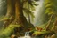 Placeholder: A luscious forest with a waterfall and animals painted by Henri-Robert Bresil