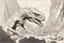 Placeholder: Inking art, Jean Giraud Moebius, John Romita, Alex Raymond, John Buscema, An alien beast that looks like a cross between an dinosaur and snake, and a mantis.
