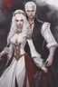 Placeholder: Vampire queen with white hair, with her king