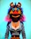 Placeholder: Waist up Portrait, hybrid character, waitress woman with monster muppet mask that covers her entire head, retro style, Sesame Street style, smooth, unreal engine 5, god lights, ray tracing, RTX, lumen lighting, ultra detail, volumetric lighting, 3d.