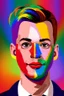 Placeholder: Portrait by a gay politician in his 30s he has pride colors painted in his face