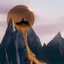 Placeholder: the broken sun melts down the mountain, pierced through the bottom