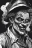 Placeholder: A portrait of a zombie clown in comic style