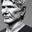 Placeholder: Greek white marble stature of harrison ford, full body, full of details realistic, hight definition, 8k