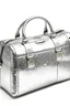 Placeholder: Big silver glitter luggage travelling bag