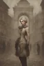 Placeholder: " Sigmund Freud's and Really young Alexandra "Sasha" Aleksejevna Lussin" fantasy bombshells Spain the 18th century fantasy bombshells oil paiting by artgerm display Tim Burton style in style In Freudian depth psychology, dream, symptom, anarchists in the background in city
