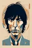 Placeholder: an abstract flat geometric portrait illustration of Jeff Beck with highly detailed facial features in the minimalist style of Willi Baumeister, Federico Babina and Petros Afshar, sharply drawn and finely lined, in subdued natural colors