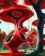 Placeholder: Perspectiva completa Parque infantil juegos columpios estilo Zaha Hadid obra de arte pintura al óleo hiperdetallada color blanco crema y rojo imperial impactante árboles niños personas foto realista arte futurista iluminación cinematografica 4k