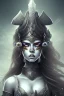 Placeholder: lady warrior with white top and black eyes and flower