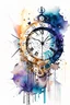 Placeholder: An abstract realism modern design with watercolo and beautiful portrait astronomical clock with all the details it has the original