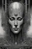 Placeholder: a Indian fathers on and with computer chips and a smoke in the background dark a thin line draw ، front view camera, decayed and proportions and imagery. surreal chorror, biomechanical design, by hr giger and beksinski , fine lines draw