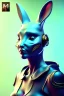 Placeholder: Portrait Sweet ceramics Rabbit mask, natural body, cyberpunk style, color background, photo studio, unreal engine 5, concept art, ray tracing, lumen lighting, ultra detail, volumetric lighting, 3d.