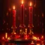 Placeholder: Red candles on a gold candlestick, dripping wax. Illustrative art, art interpretation, concept art, cgsociety contest winner, seasonal art, seasonal art HD, 4k, 8k, intricate, detailed, intricately detailed, luminous, translucent fantasy crystal, holographic data, soft body, shadow play, light, fog, atmospheric, cinematic, light film, hyper-detailed, hyper-realistic, masterpiece, atmospheric, high resolution, 8k, HDR, 500px, mysterious and artistic digital art, phototic, intricate, f