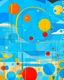 Placeholder: A sky blue basketball field with bubbles painted by Wassily Kandinsky