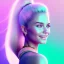 Placeholder: A portrait of a crystalised beautifull girl,smiling, laughting, white longs hairs, atmospheric, realistic,, cinematic lighting, octane render,, pink turquoise light, blue eyes nice, soft face