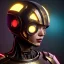 Placeholder: Latin cyber woman, sci-fi, rounded face, blood, black, gold, brown, samurai helmet, decorative color feathers, retro, simetric, circuits, neon style, a lot of led lights, fog, rain, leather, vibrant color, highly detailed, art stations, concept art, smooth, unreal engine 5, god rays, ray tracing, RTX, lumen lighting, ultra detail, volumetric lighting, 3d, finely drawn, high definition, high resolution.