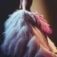 Placeholder: dress made out of feathers and tulle, stunning colors, chiaroscuro, fashion photography, vogue, dramatic, beautiful lighting, delicate composition, aesthetic, ballerina, ballgown