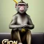 Placeholder: a monkey sitting on a couch next to a unicorn