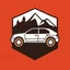 Placeholder: logo for a shop that repairs automobiles, installs tires and does oil changes, but doesn't show an automobile inside a hexashield shape, in the style of national parks stickers