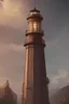 Placeholder: A lighthouse rises from a mountain, Steampunk style, hyperrealistic Photo, dramatisch light