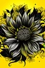 Placeholder: black flower VECTOR illustration defined and detailed with yellow background