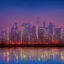 Placeholder: City skyline at dusk with reflections"