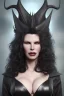 Placeholder: Kim Basinger as evil queen in black leather, busty, cleavage, curvy, angry, happy, stern look. character design by cory loftis, fenghua zhong, ryohei hase, ismail inceoglu and ruan jia. unreal engine 5, artistic lighting, highly detailed, photorealistic, fantasy