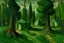 Placeholder: A green forest with elven huts painted by Vincent van Gogh