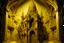 Placeholder: A gothic museum sticking out of a yellow-tan yellow-tan wax wall, fantasy, digital art