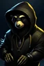 Placeholder: cyber punk hacker honey badger wearing a black hoodie